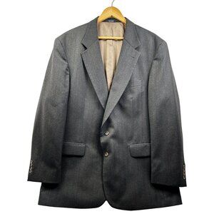 Oscar de la‎ Renta Blazer Jacket Mens 48L Gray Herringbone 100% Wool Classic Fit